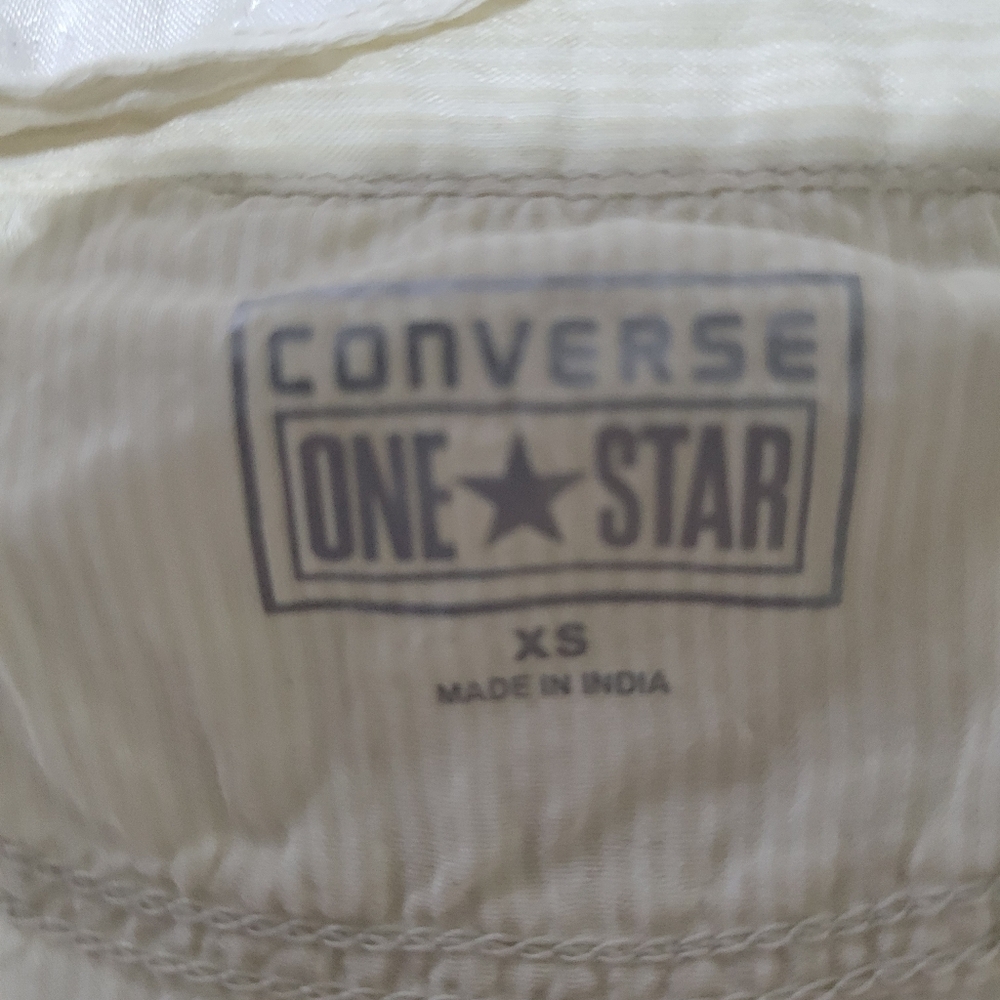 Converse One Star Cream Flowy Ruffle Button-Front Mini Dress XS - Picture 2 of 5